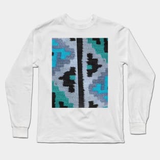 aqua abstract rug pattern, abstract art, antique rug pattern, minimal art, modern art, carpet pattern, For custom orders please DM me.around Long Sleeve T-Shirt